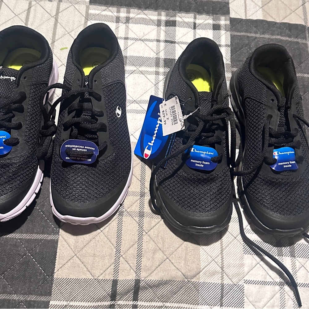 Champion Black Mesh Sneakers with White Accents (2 pairs) kids
